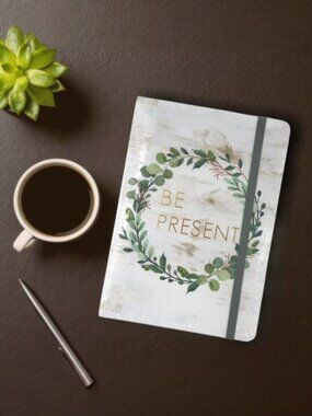 Journal Notebook Diary with Stickers "Be Present” 80 sheets  5 in. x 7 in.
